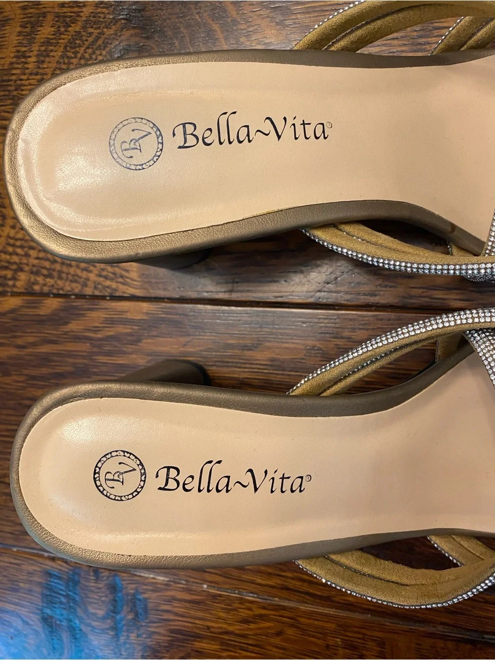 Bella Vita Metallic Gold Knotted Slide Heels